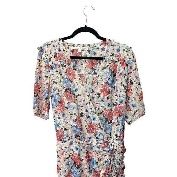 Veronica Beard Dakota Ruched Silk Floral Mini Dress White Multi Sz 6 WornOnTV - Picture 6 of 12